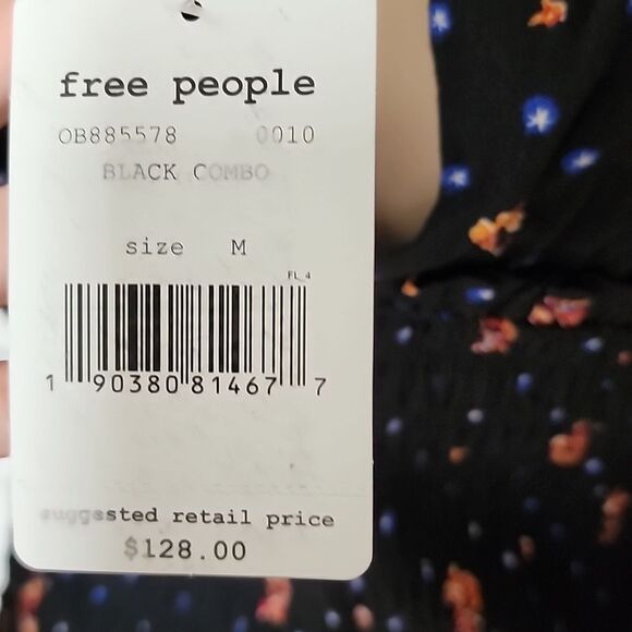 Free People Two Faces Long Sleeve Black Mini Dress Medium NWT - Picture 4 of 16